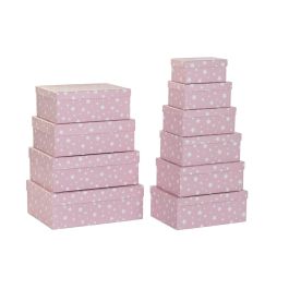 Set de Cajas Organizadoras Apilables DKD Home Decor Blanco Infantil Rosa claro Cartón (43,5 x 33,5 x 15,5 cm) Precio: 40.78184. SKU: S3027966