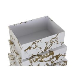 Set de Cajas Organizadoras Apilables DKD Home Decor Dorado Blanco Cartón (43,5 x 33,5 x 15,5 cm)