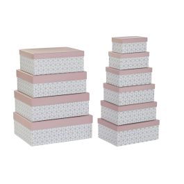 Set de Cajas Organizadoras Apilables DKD Home Decor Dorado Blanco Rosa claro Cartón (43,5 x 33,5 x 15,5 cm) Precio: 49.447981. SKU: S3027971
