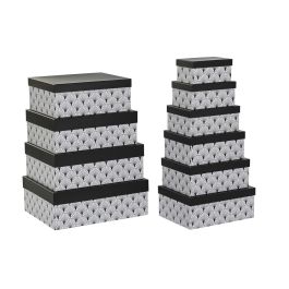 Set de Cajas Organizadoras Apilables DKD Home Decor Negro Blanco Cartón Precio: 34.95000058. SKU: S3027973