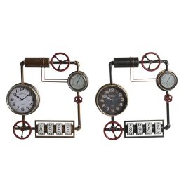Reloj de Pared DKD Home Decor 57 x 9,5 x 57 cm Cristal Rojo Negro Dorado Hierro Vintage (2 Unidades)