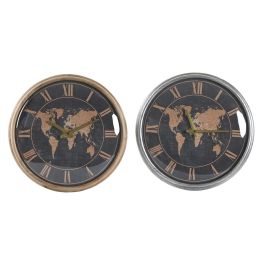 Reloj de Pared DKD Home Decor 46 x 6,5 x 46 cm Cristal Plateado Negro Dorado Marrón Hierro Mapamundi (2 Unidades) Precio: 97.94999973. SKU: S3037685