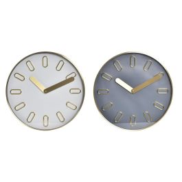 Reloj de Pared DKD Home Decor 35,5 x 4,2 x 35,5 cm Cristal Gris Dorado Aluminio Blanco Moderno (2 Unidades) Precio: 49.95000032. SKU: S3037695