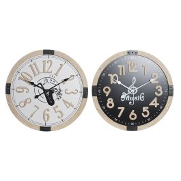Reloj de Pared DKD Home Decor Negro Blanco Vintage Musical 60 x 4,5 x 60 cm Madera MDF (2 Unidades)