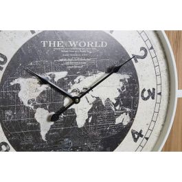 Reloj de Pared DKD Home Decor Negro Blanco Hierro Vintage 60 x 4,5 x 60 cm Madera MDF Mapamundi (2 Unidades)