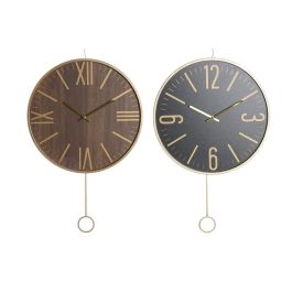 Reloj de Pared DKD Home Decor 40 x 4 x 40 cm Negro Marrón Hierro Péndulo Madera MDF (2 Unidades)