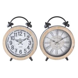 Reloj de Mesa DKD Home Decor 25,8 x 8 x 32 cm Natural Blanco Hierro Tradicional Madera MDF (2 Unidades) Precio: 67.95000025. SKU: S3037734