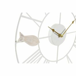Reloj de Pared DKD Home Decor 39 x 3,5 x 39 cm Metal Marrón Blanco Madera MDF Mediterráneo Peces