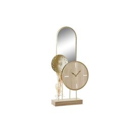 Reloj de Mesa DKD Home Decor 26 x 8 x 53 cm Espejo Natural Dorado Metal Madera MDF