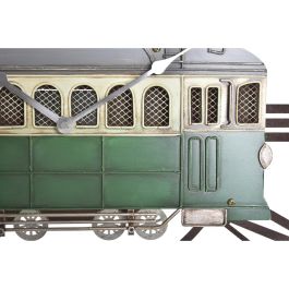 Reloj de Pared DKD Home Decor 49,5 x 3,5 x 48 cm Metal Verde Amarillo Vintage Tren (2 Unidades)