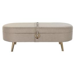 Banco baúl DKD Home Decor 114 x 44 x 40 cm Beige Metal