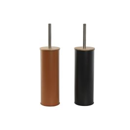 Escobilla para el Baño DKD Home Decor Gris Naranja Metal Bambú Moderno (2 Unidades)