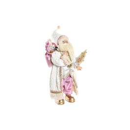 Figura Decorativa DKD Home Decor Papá Noel Navidad Gris Rosa PVC Madera 32 x 20 x 60 cm