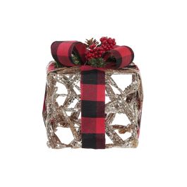 Regalo Navidad Alpina DKD Home Decor Natural Rojo 25 x 30 x 25 cm Set de 3