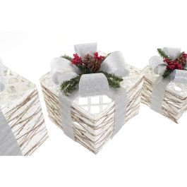 Regalo Navidad Moderna DKD Home Decor Blanco Plateado 25 x 28 x 25 cm Set de 3