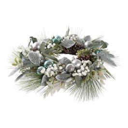 Corona Navidad Moderna DKD Home Decor Azul Verde 60 x 12 x 60 cm