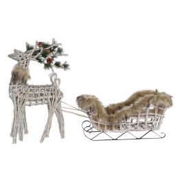 Reno Navidad Alpina DKD Home Decor Blanco Marron 30 x 30 x 58 cm Set de 3