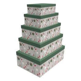 Set de Cajas Organizadoras Apilables DKD Home Decor Verde Gris Cartón 50 x 35 x 25 cm (5 Unidades) Precio: 36.9499999. SKU: B1G3X32ZBN