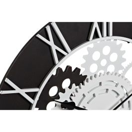 Reloj de Pared DKD Home Decor Madera Negro Blanco Hierro Engranajes (60 x 4 x 60 cm)