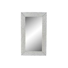 Espejo de pared DKD Home Decor Cristal MDF Blanco Mimbre Cottage (87 x 147 x 4 cm) (87 x 4 x 147 cm)