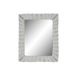 Espejo de pared DKD Home Decor Cristal MDF Blanco Mimbre Cottage (53 x 63 x 4 cm) (53,5 x 4 x 62,5 cm)