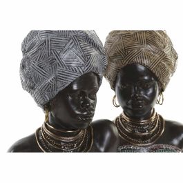 Figura Decorativa DKD Home Decor 24 x 18 x 36 cm Plateado Dorado Colonial Africana (2 Unidades)