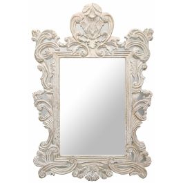 Espejo de pared DKD Home Decor Blanco Cristal Madera de mango Neoclásico Decapé 90 x 3 x 135 cm
