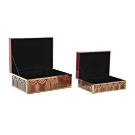 Joyero Sixties DKD Home Decor Rojo Dorado 18 x 10 x 25 cm Set de 2 (2 Unidades)