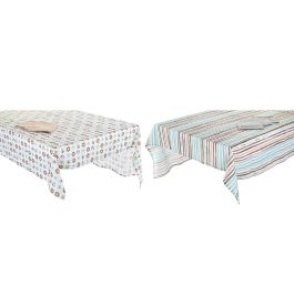 Mantel y servilletas DKD Home Decor 2 Unidades 150 x 150 x 0,5 cm Gris Azul cielo