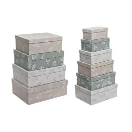 Set de Cajas Organizadoras Apilables DKD Home Decor Beige Marrón Verde Cartón (43,5 x 33,5 x 15,5 cm) Precio: 50.94999998. SKU: S3038819