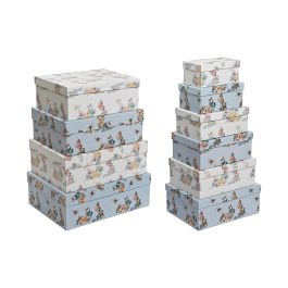 Set de Cajas Organizadoras Apilables DKD Home Decor Azul Blanco Flores Cartón (43,5 x 33,5 x 15,5 cm) Precio: 49.50000011. SKU: S3038821