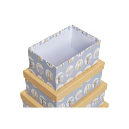 Set de Cajas Organizadoras Apilables DKD Home Decor Animales Azul Cartón (43,5 x 33,5 x 15,5 cm)