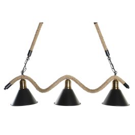 Lámpara de Techo DKD Home Decor Natural Negro Metal Cuerda 50 W (85 x 18 x 20 cm)
