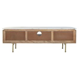 Mueble de TV DKD Home Decor Dorado Blanco Marrón claro Mármol Madera de mango (145 x 42 x 48 cm)