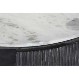 DKD Home Decor Mesa Centro Negro Blanco Mango y Marmol 90 x 90 x 42 cm