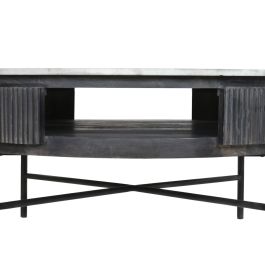 DKD Home Decor Mesa Centro Negro Blanco Mango y Marmol 90 x 90 x 42 cm