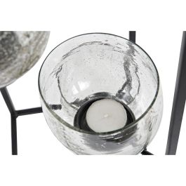 Portavelas DKD Home Decor Cristal Negro Transparente 18 x 18 x 76 cm Hierro