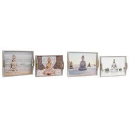 Bandeja Oriental DKD Home Decor Gris Marron 30 x 6 x 40 cm Set de 2 (2 Unidades)