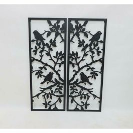 Decoracion Pared Shabby DKD Home Decor Negro 1.3 x 90 x 70 cm Set de 2