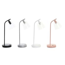 Lámpara de mesa DKD Home Decor 22 x 15 x 46 cm Cristal Plateado Negro Gris Rosa Metal Blanco 220 V 40 W 25 W 4 Piezas
