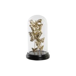 Figura Decorativa DKD Home Decor Cristal Negro Dorado Metal Mariposas (18,5 x 18,5 x 32,5 cm)