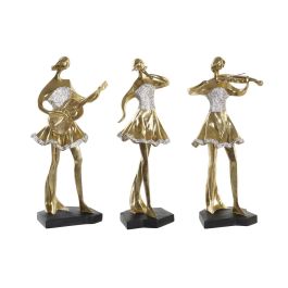 Figura Decorativa DKD Home Decor Música 20 x 12 x 41,5 cm Bailarina Dorado Romántico (3 Unidades)