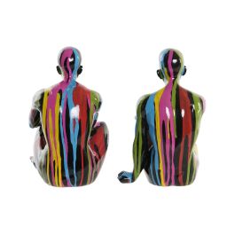 Figura Decorativa DKD Home Decor 25,5 x 14 x 21,5 cm Negro Multicolor (2 Unidades)