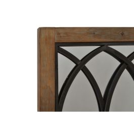 Espejo de pared DKD Home Decor Negro Metal Marrón Abedul Ventana (60 x 3 x 160 cm)
