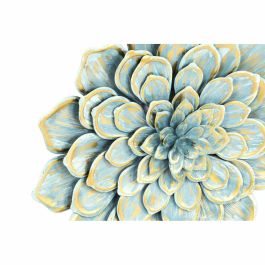 Decoración de Pared DKD Home Decor 61 x 8 x 61 cm Flor Azul Naranja Shabby Chic (2 Unidades)