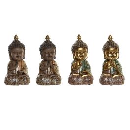 Figura Decorativa DKD Home Decor Beige Dorado Buda Oriental 10,5 x 9 x 19,5 cm (4 Piezas)