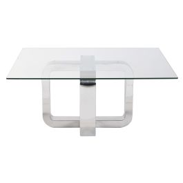 Mesa de Centro DKD Home Decor Plateado Acero Aluminio Cristal Templado 100 x 100 x 45 cm