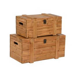 DKD Home Decor Baúl de Almacenamiento Urban, Madera de Abeto Marrón, Set de 2 Unidades, 60x32x28.5 cm (Ancho x Largo x Alto) Precio: 140.49999942. SKU: B14DFZ35GJ
