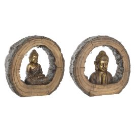 Figura Decorativa DKD Home Decor 40 x 13 x 40 cm Dorado Marrón Buda Oriental (2 Unidades)