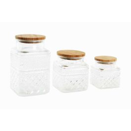 Bote Basicos DKD Home Decor Transparente Natural 12 x 20 x 12 cm Set de 3